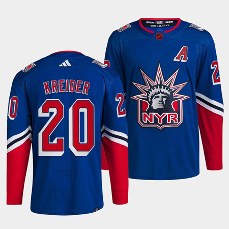 Men's New York Rangers #20 Chris Kreider Blue 2022 Reverse Retro Stitched Jersey